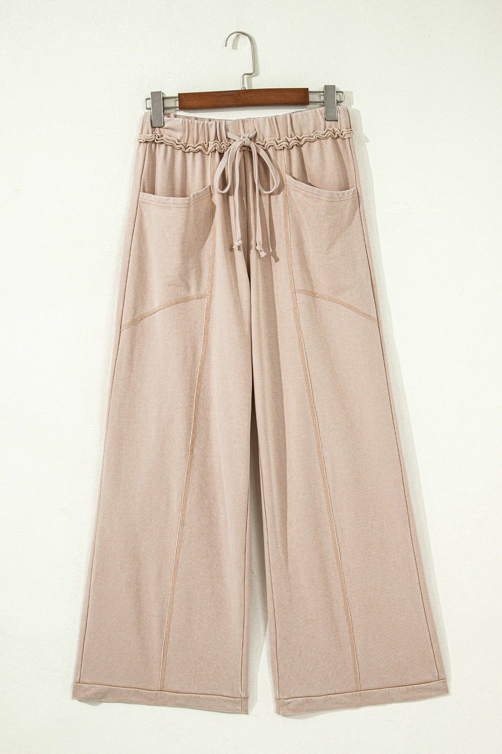 Solid Mineral Wash High Waist Wide Leg Pants