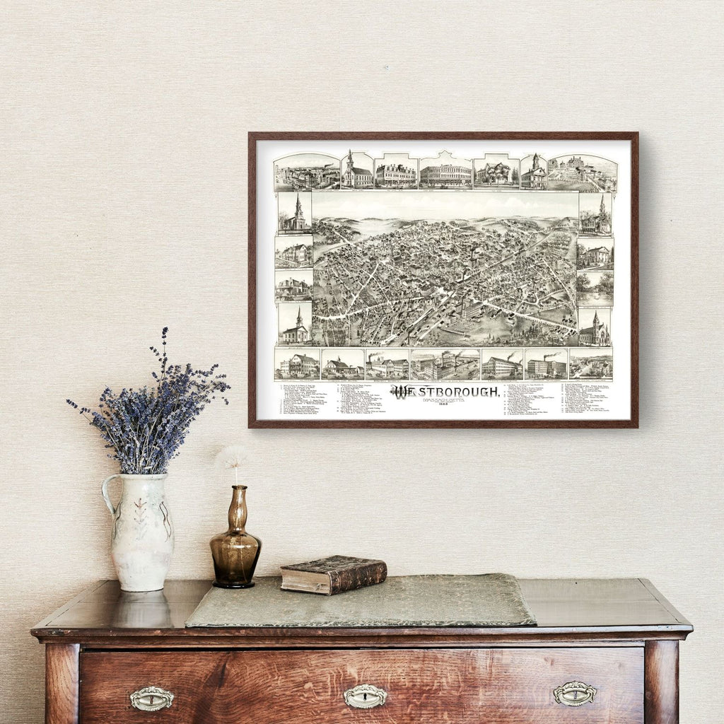 Vintage Map of Westborough, Massachusetts 1888