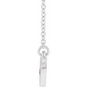 14K White Gold Lab-Grown Ruby Heart 16" Necklace