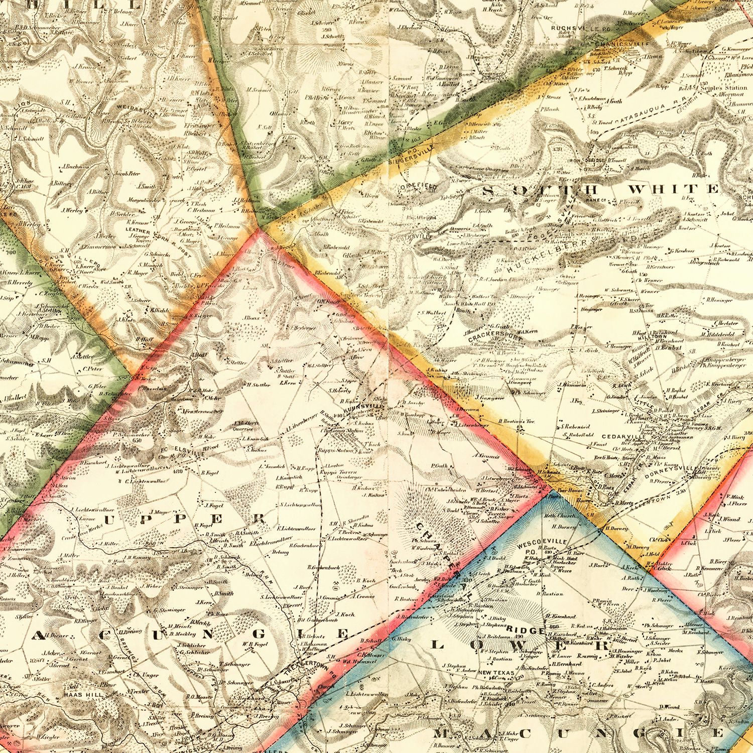 Vintage Map of Lehigh County, Pennsylvania 1865