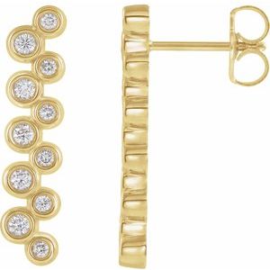 14K Yellow Gold 1/3 CTW Natural Diamond Bezel-Set Bar Earrings