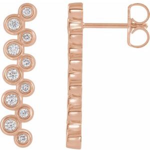 14K Rose Gold 1/3 CTW Natural Diamond Bezel-Set Bar Earrings