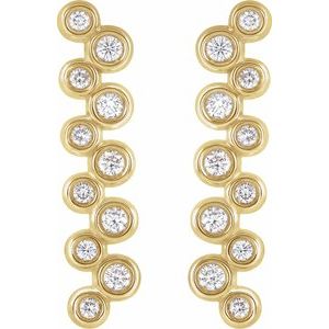 14K Yellow Gold 1/3 CTW Natural Diamond Bezel-Set Bar Earrings