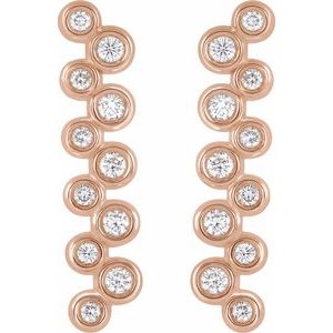 14K Rose Gold 1/3 CTW Natural Diamond Bezel-Set Bar Earrings