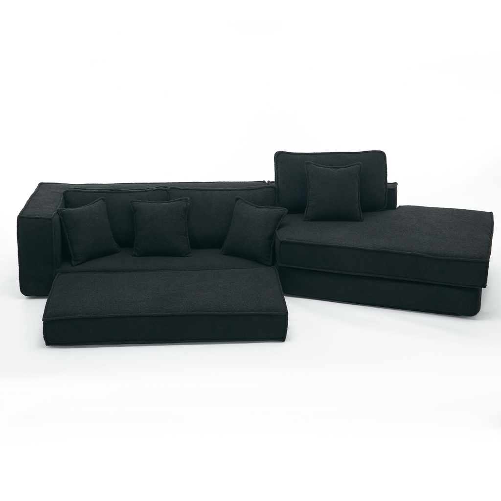 [NEW ARRIVED] [VIDEO PROVIDED]  Folding Convertible Out Sleeper Sofa Bed,2-in-1,  Combination Convertible Sofa,3 seat, Upholstered,Fold Out Floor Gaming Sofa Bed , Lamb Velvet Fabric,Living Room,Black