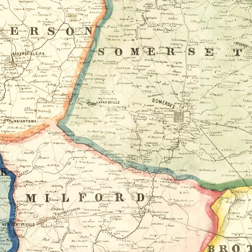 Vintage Map of Somerset County, Pennsylvania 1860
