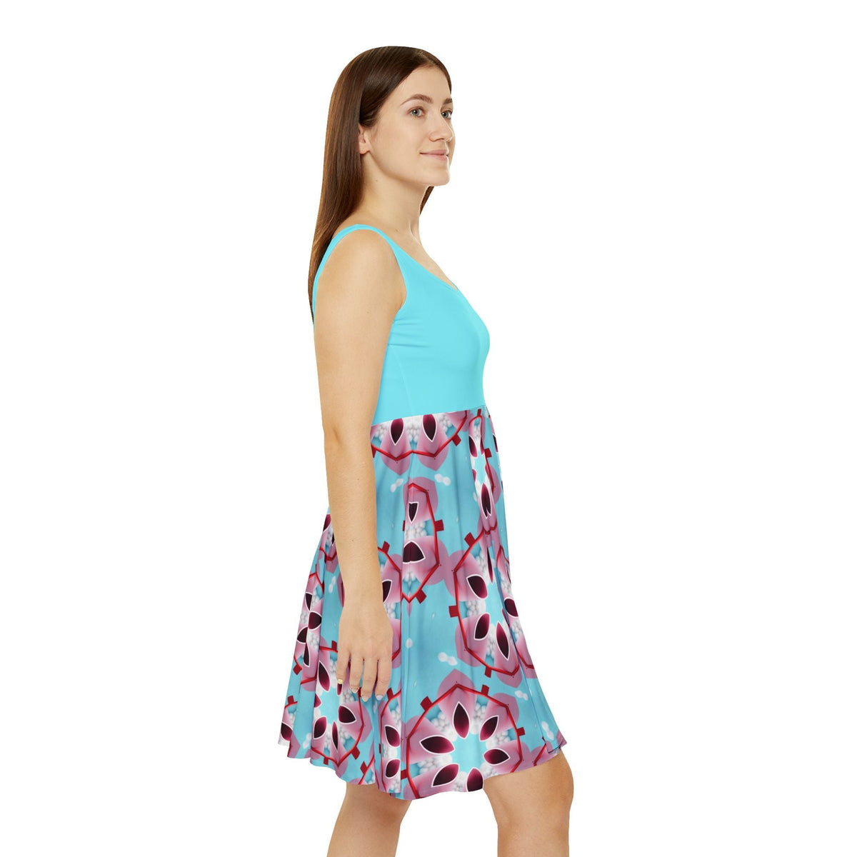Women's Skater Dress with Pastel Print - Fun and Flirty Spring Fashion