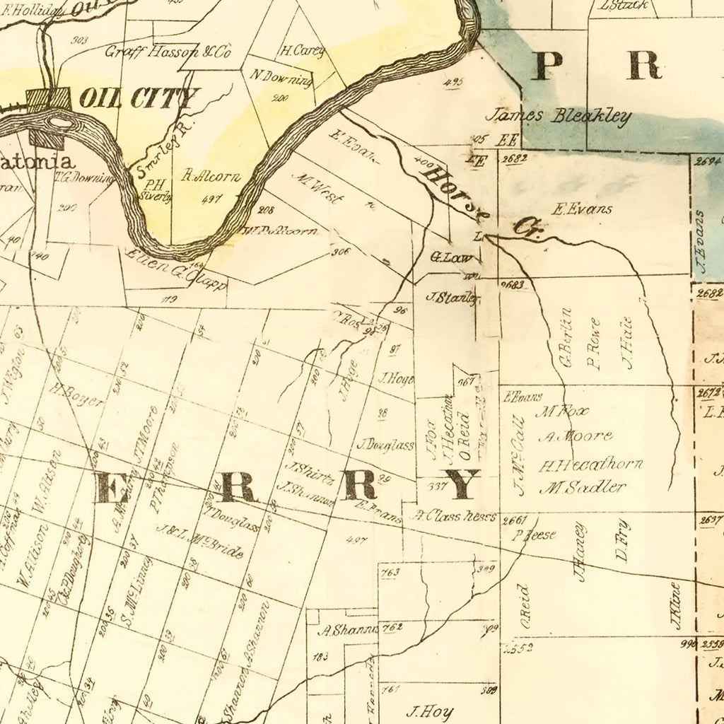 Vintage Map of Venango County, Pennsylvania 1865