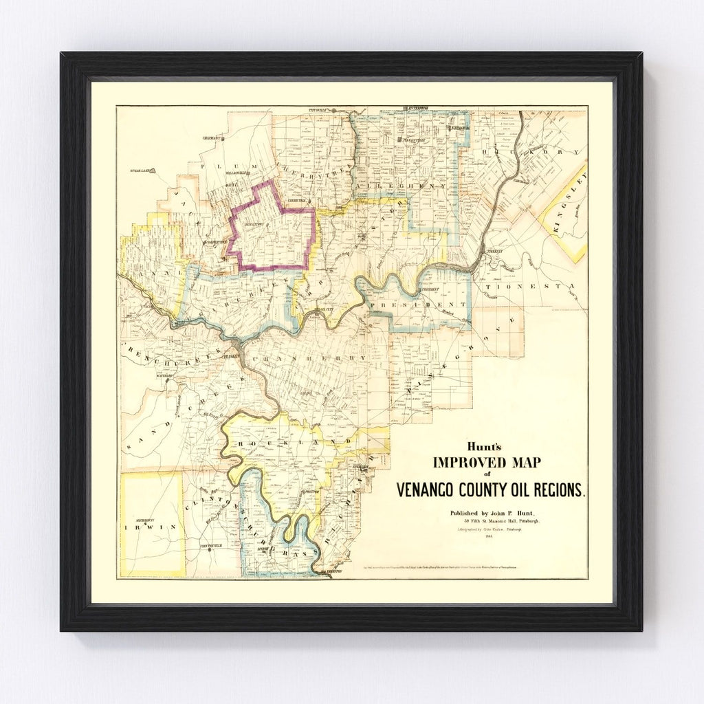 Vintage Map of Venango County, Pennsylvania 1865
