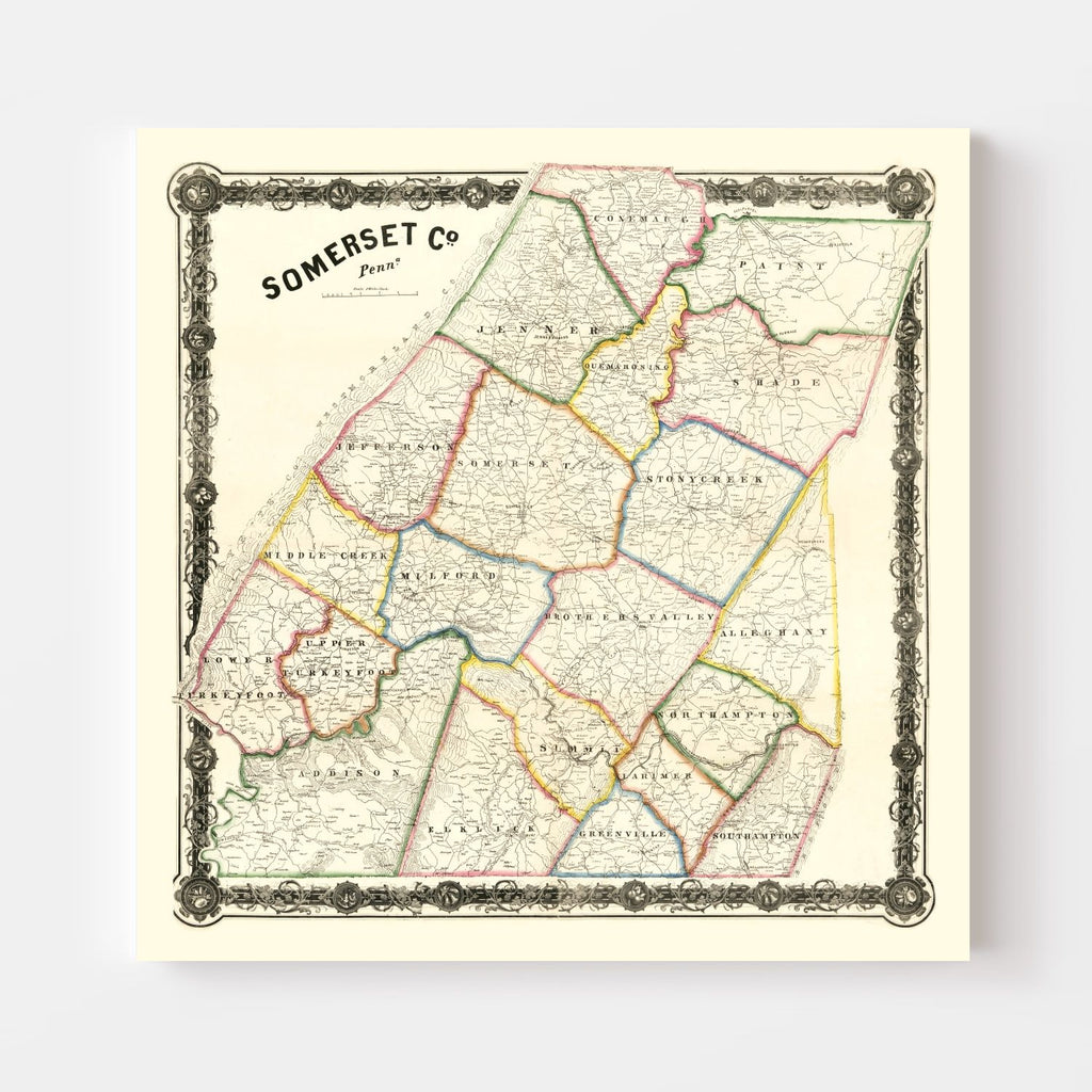 Vintage Map of Somerset County, Pennsylvania 1860