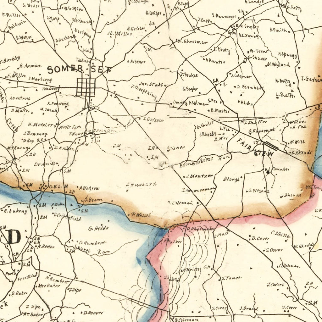 Vintage Map of Somerset County, Pennsylvania 1860