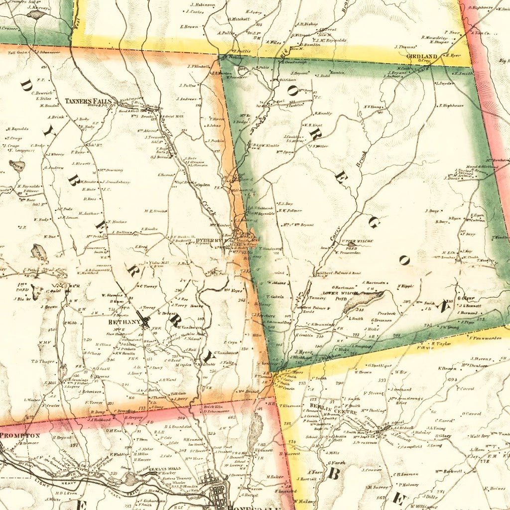 Vintage Map of Wayne County, Pennsylvania 1860