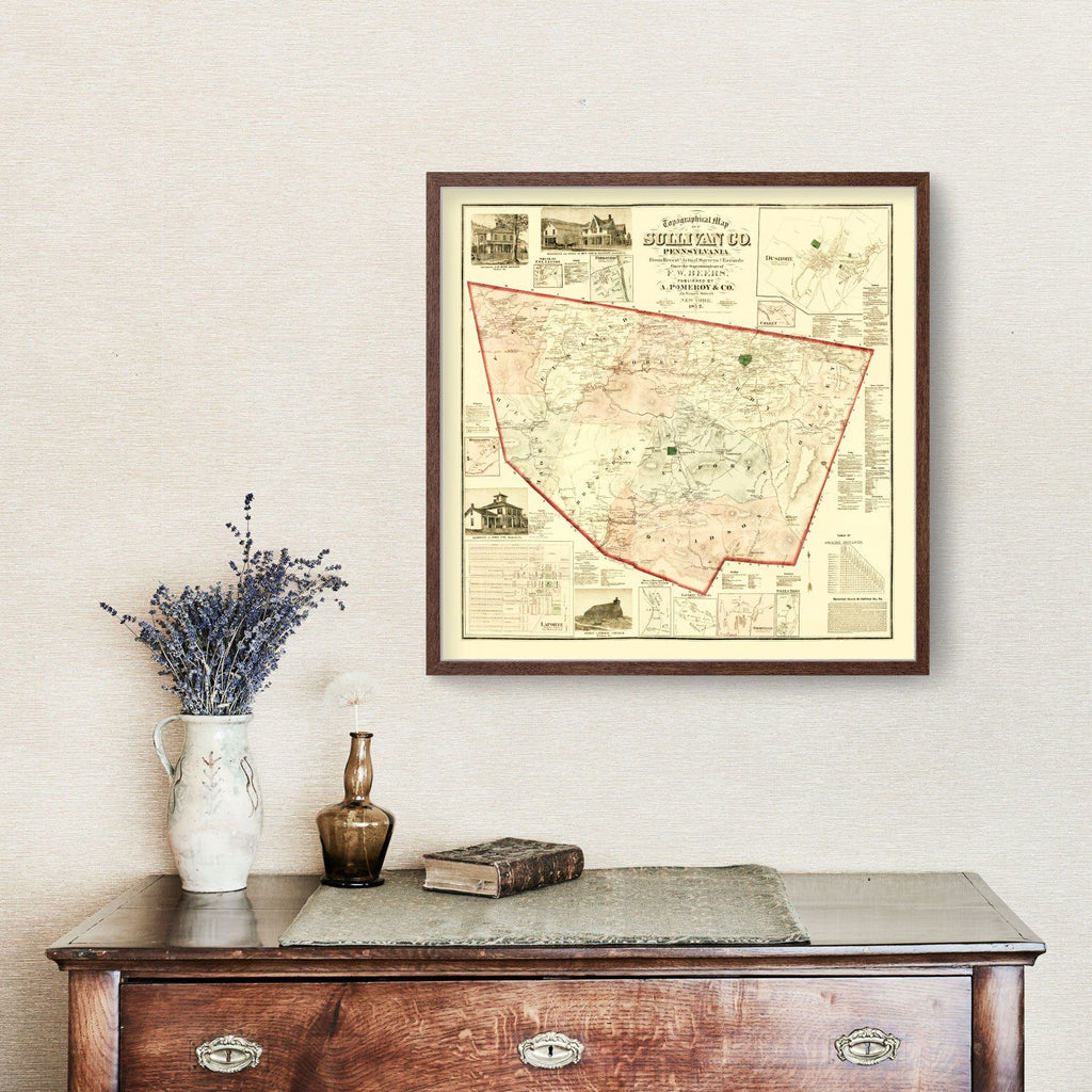 Vintage Map of Sullivan County, Pennsylvania 1872