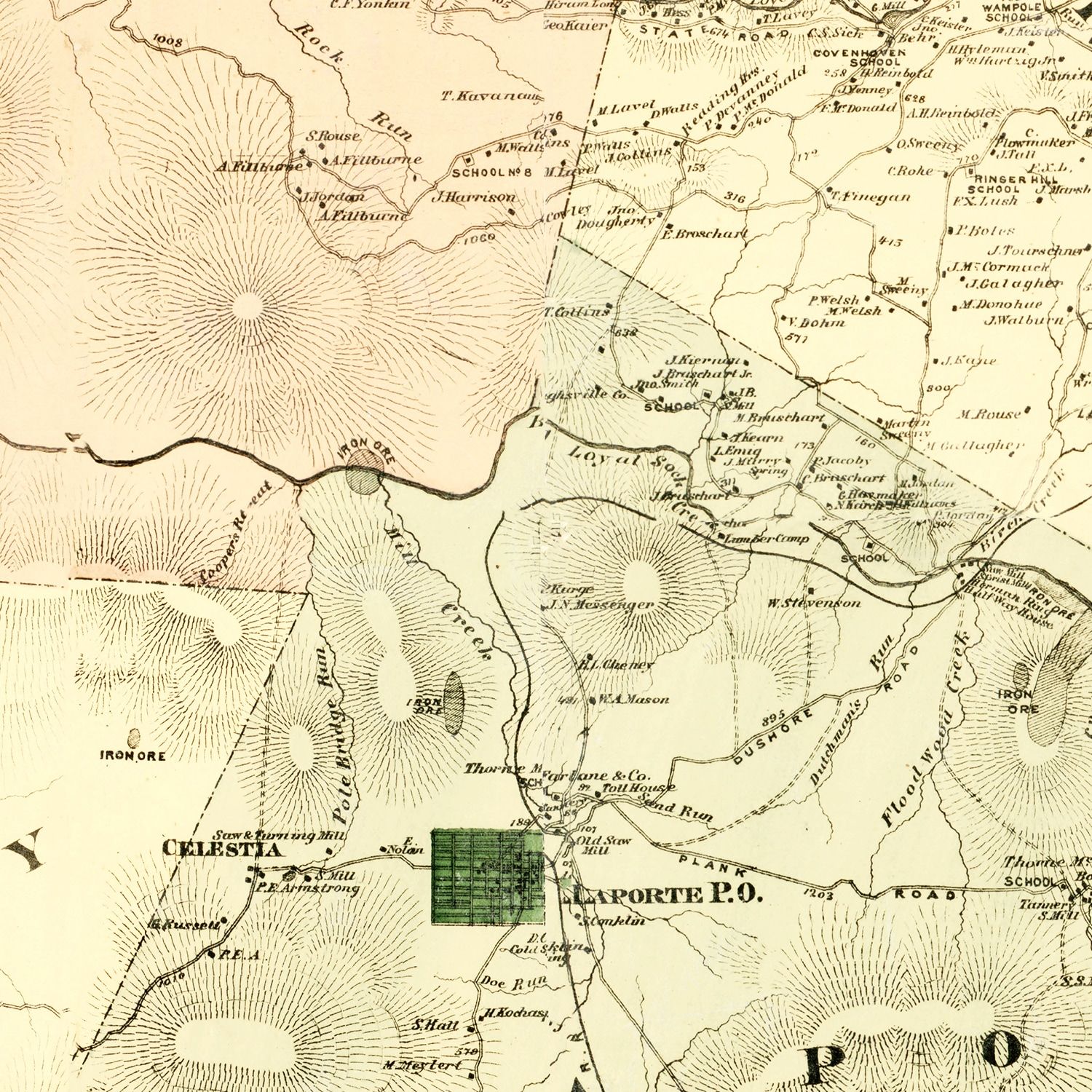 Vintage Map of Sullivan County, Pennsylvania 1872