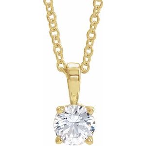 14K Yellow Gold 3 mm Natural White Sapphire 16-18" Necklace