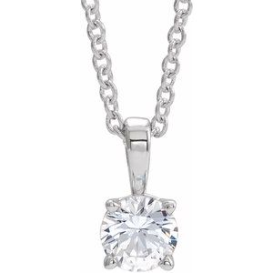 14K White Gold 3 mm Natural White Sapphire 16-18" Necklace