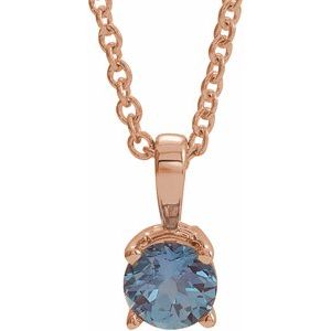 14K Rose Gold 3 mm Lab-Grown Alexandrite 16-18" Necklace