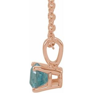 14K Rose Gold 3 mm Natural Blue Zircon 16-18" Necklace