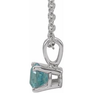 Sterling Silver 3 mm Imitation Blue Zircon 16-18" Necklace
