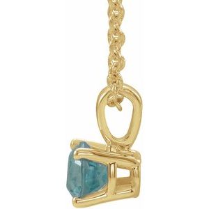 14K Yellow Gold 3 mm Natural Blue Zircon 16-18" Necklace