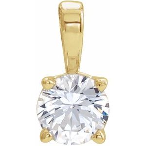 14K Yellow Gold 4 mm Natural White Sapphire Pendant