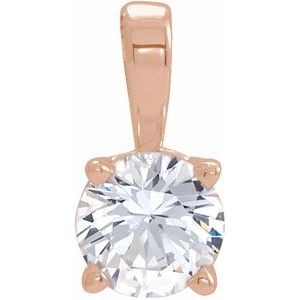 14K Rose Gold 5 mm Natural White Sapphire Pendant