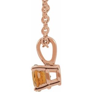 14K Rose Gold 3 mm Natural Citrine 16-18" Necklace