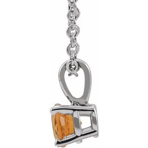 Sterling Silver 3 mm Imitation Citrine 16-18" Necklace