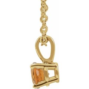 14K Yellow Gold 3 mm Natural Citrine 16-18" Necklace