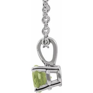 14K White Gold 3 mm Natural Peridot 16-18" Necklace
