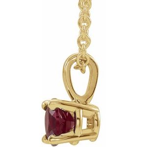 14K Yellow Gold 3 mm Lab-Grown Ruby 16-18" Necklace