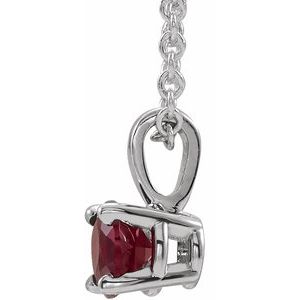 14K White Gold 3 mm Natural Ruby 16-18" Necklace