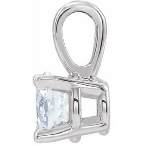 Sterling Silver 4 mm Imitation White Sapphire Pendant