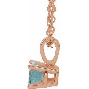 14K Rose Gold 3 mm Natural Aquamarine 16-18" Necklace