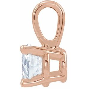 14K Rose Gold 6 mm Natural White Sapphire Pendant