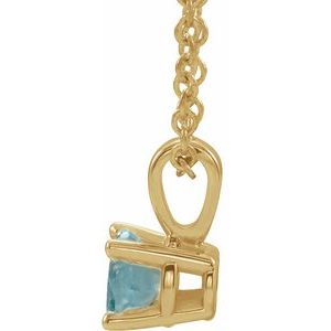 14K Yellow Gold 3 mm Natural Aquamarine 16-18" Necklace