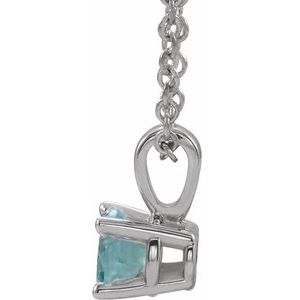Sterling Silver 6 mm Imitation Aquamarine 16-18" Necklace