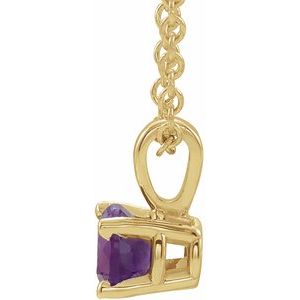 14K Yellow Gold 3 mm Natural Amethyst 16-18" Necklace