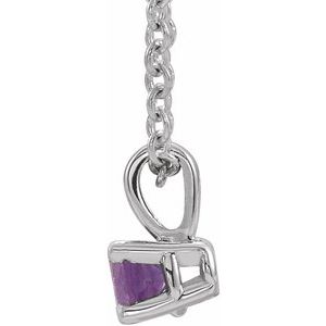 Sterling Silver 3 mm Imitation Amethyst 16-18" Necklace