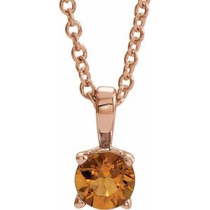 14K Rose Gold 3 mm Natural Citrine 16-18" Necklace