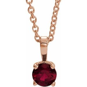 14K Rose Gold 3 mm Lab-Grown Ruby 16-18" Necklace