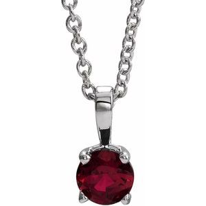 Platinum 3 mm Lab-Grown Ruby 16-18" Necklace