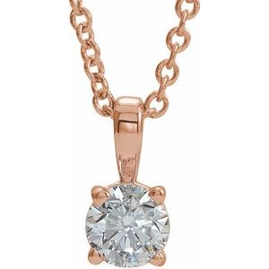 14K Rose Gold 3 mm Natural White Sapphire 16-18" Necklace
