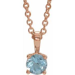 14K Rose Gold 3 mm Natural Aquamarine 16-18" Necklace