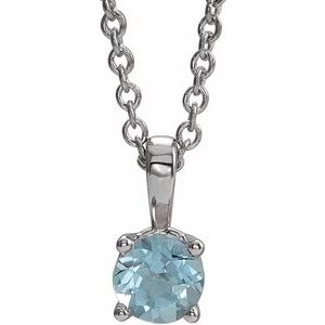Sterling Silver 5 mm Imitation Aquamarine 16-18" Necklace