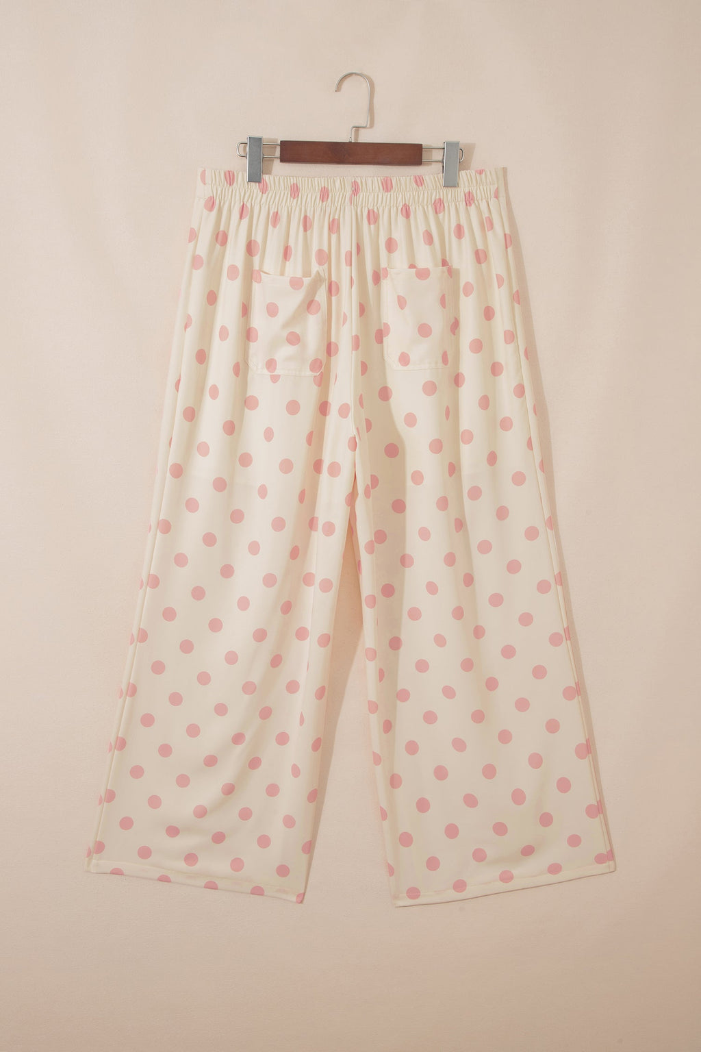 Polka Dot Patch Pocket Wide Leg Pants