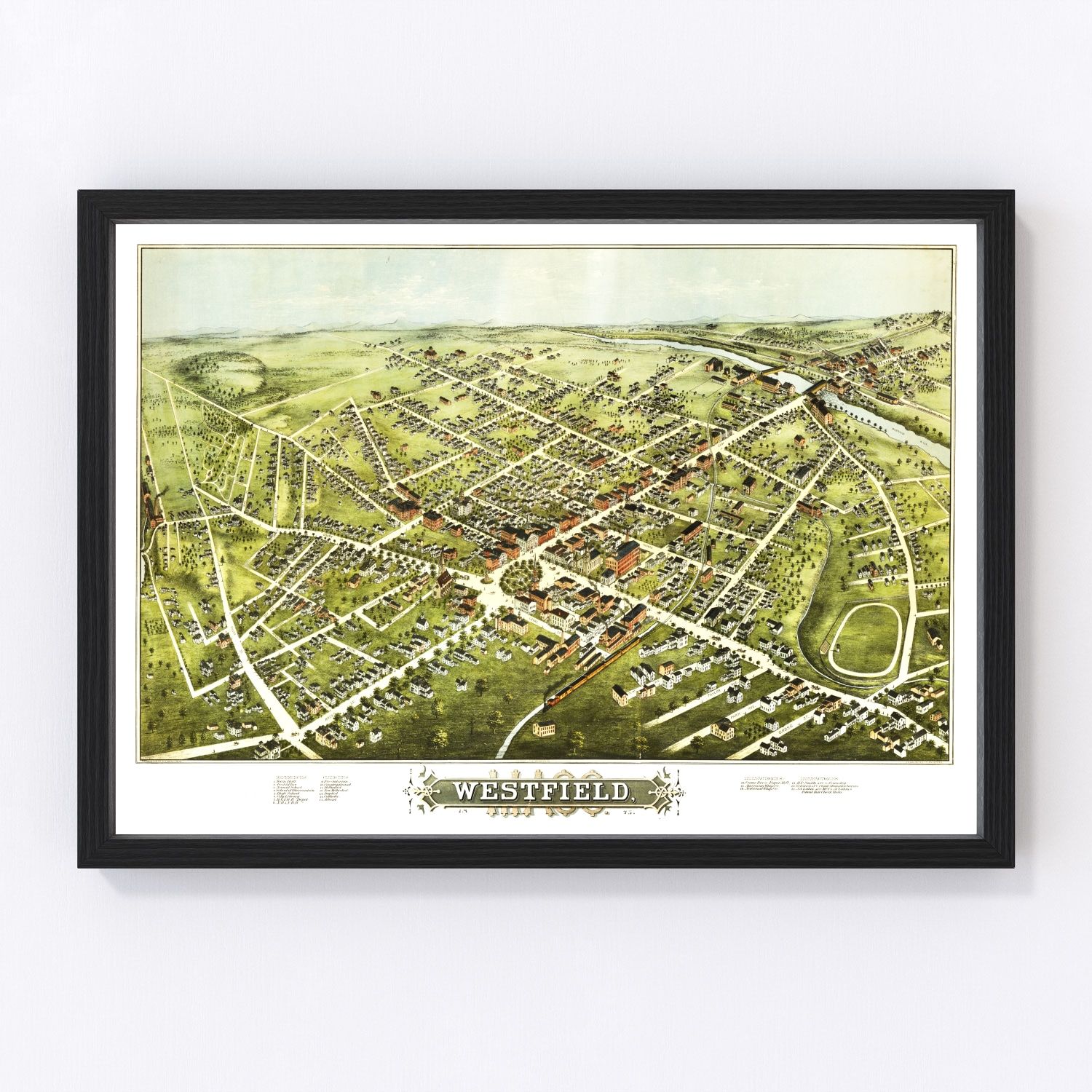 Vintage Map of Westfield, Massachusetts 1875