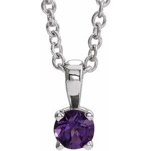 Sterling Silver 3 mm Imitation Amethyst 16-18" Necklace
