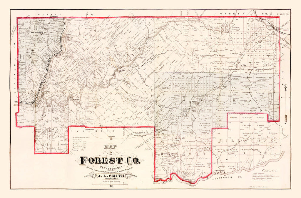 Vintage Map of Forest County, Pennsylvania 1881