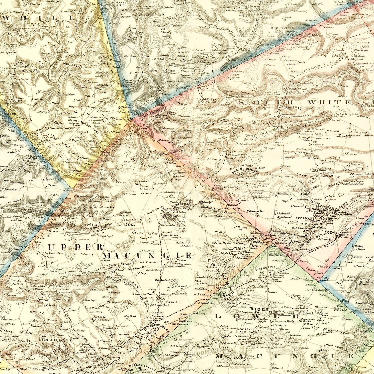 Vintage Map of Lehigh County, Pennsylvania 1862